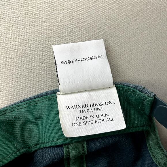 Vintage Daffy Duck Hat Cap Snapback Green Looney Tunes Warner Bros Adjustable - Picture 7 of 8
